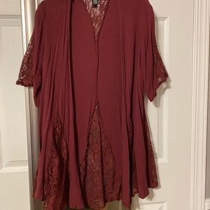 A maroon cardigan